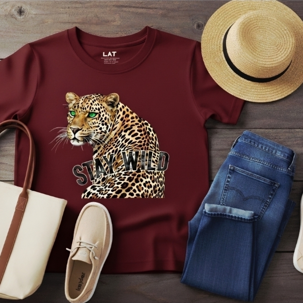 Stay Wild Leopard Graphic Tee • Boho Western Animal Print Shirt • Trendy Women’s - Picture 10 of 16